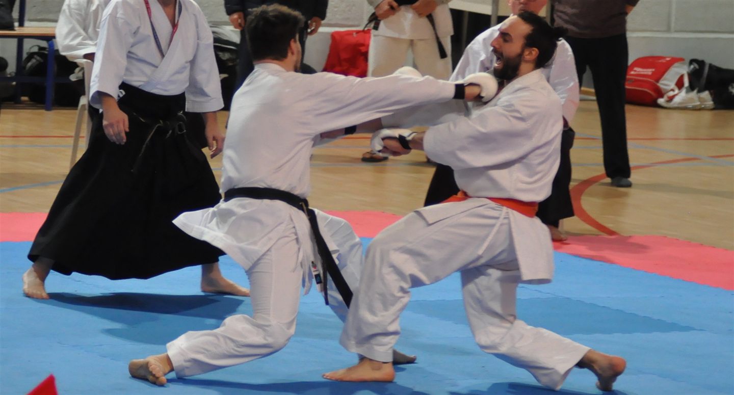 Azione durante una gara di karate