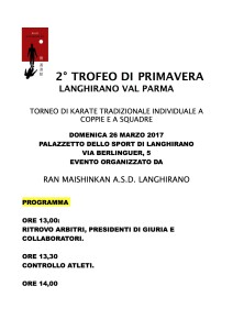 REGOLAMENTO 2° TROFEO DI PRIMAVERA LANGHIRANO