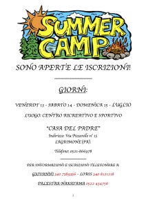 PROGRAMMA SENZA QUOTE DEFINITIVO SUMMER CAMP 2018